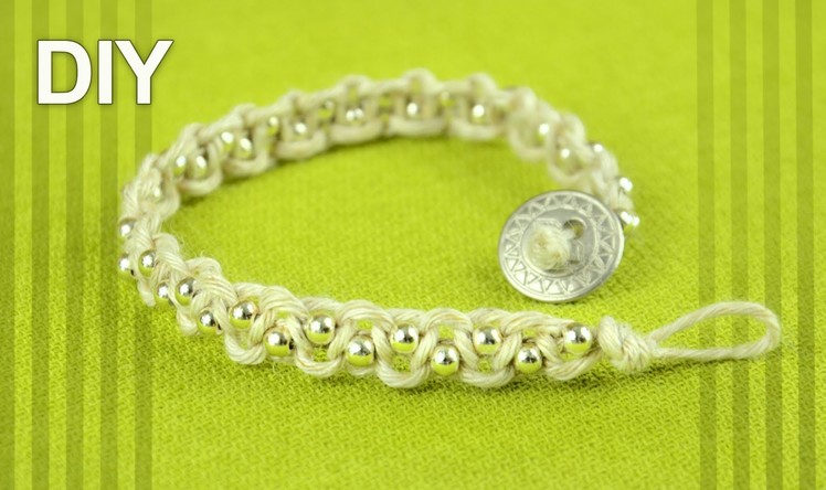 Easy Macrame Bracelet with Beads and Button Clasp - Tutorial