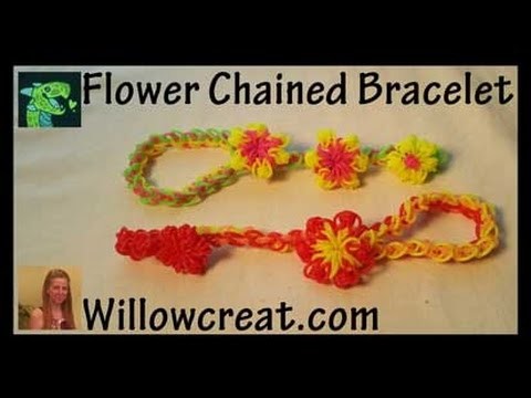 Flower Chained Bracelet and Ring - Rainbow Loom Hook or Crochet hook
