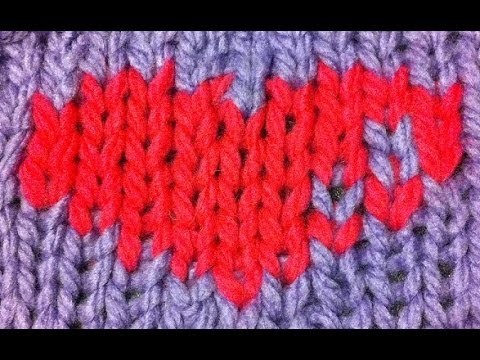 Intarsia (painting with yarn) on a knitting loom