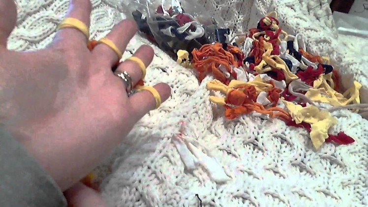 Knitting with potholder loops on fingers updated
