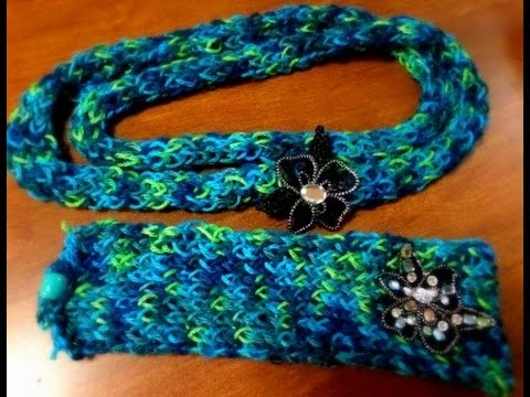 Loom Knitted Scarf And Headband Using Comb Without Crochet Needle