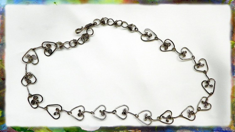 How to Make A Beautiful Silver Wire Heart Link Jewelry Necklace