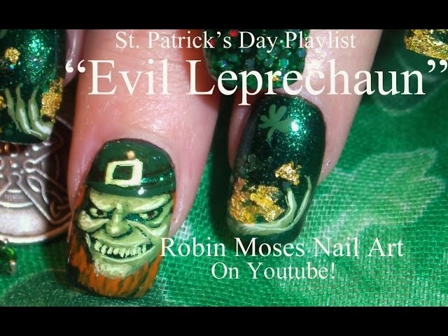 Nail art Tutorial | Saint Paddy's Day Nails | St. Patricks Day Evil Leprechaun Design