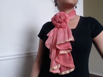 Scarf style tip : How to wear long scarf as a flower tie