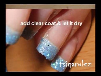 Blue glitter & black nail art tutorial
