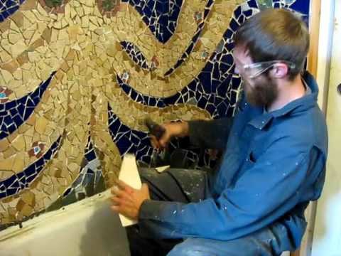 How to tile and grout a mosaic in a tub.shower