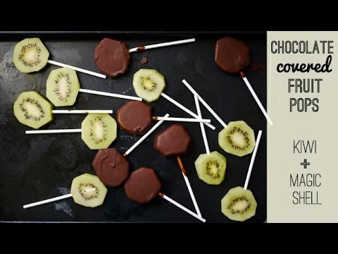 Chocolate Covered Fruit Pops! Easy Snack Recipe: Fruit + homemade Magic Shell | One Hungry Mama