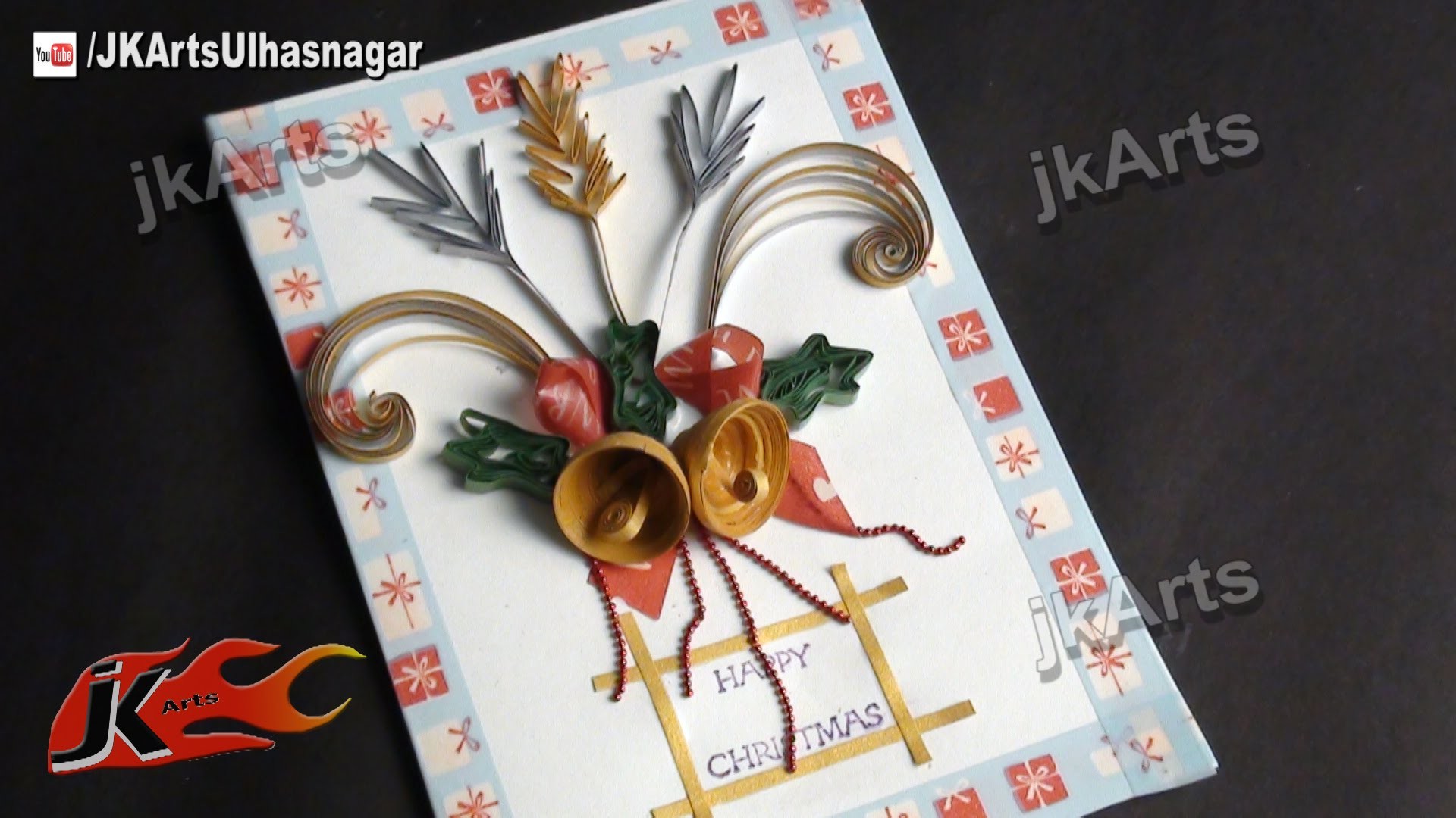 HOW TO: make Paper Quilling Christmas bell Greeting Card - JK Arts 447