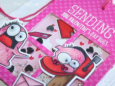 Pretty Pink Posh | "Sending You Valentine's Day Hugs" Stitched Duo 3 Card