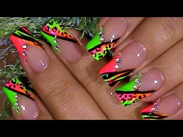 Bright Neon Animal Print PARTY NAILS !!!