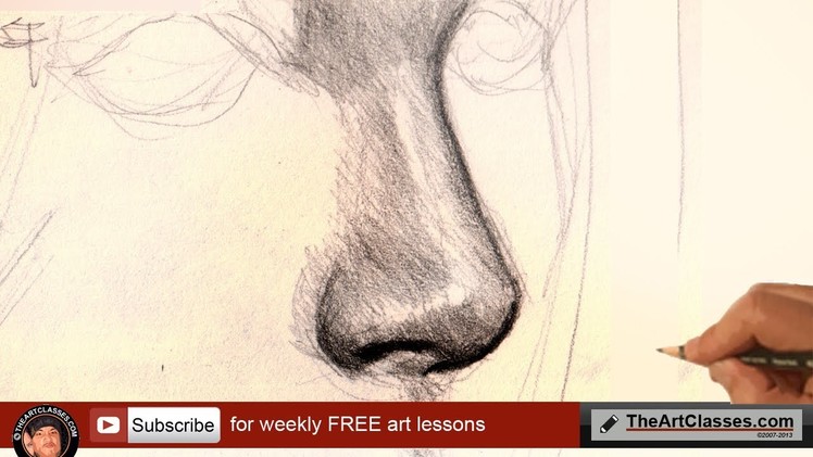 How to draw nose for realistic portrait