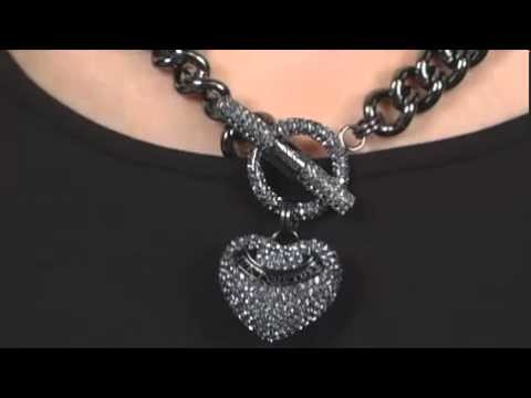 Juicy Couture Heavy Metal Pave Heart & Toggle Necklace  SKU : # 8049689