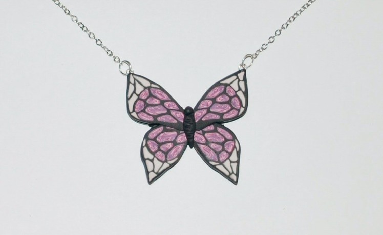 Polymer Clay Butterfly Pendant Necklace
