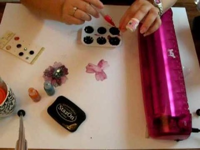 Purple Cows Laminator making Clear Embellishments (flower using alcohol ink)