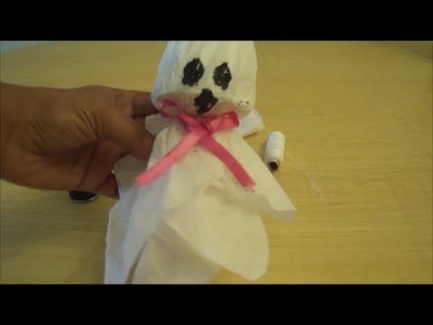 Recycle : How to make a Halloween ghost using plastic cup and tissue paper
