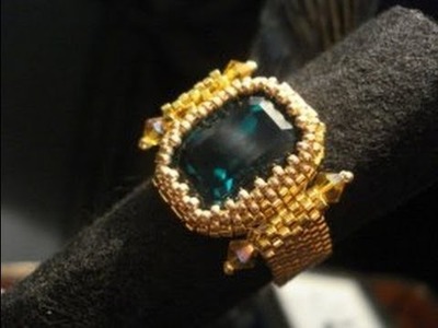 Anello incastonato a peyote con swarovski |ring