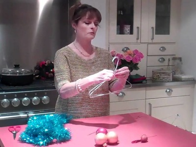 Janet Ellis makes Christmas advent crown decoration filmed on a Flip Video