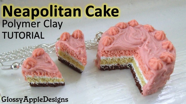 Miniature Polymer Clay Neapolitan Cake Necklace and Earrings Tutorial
