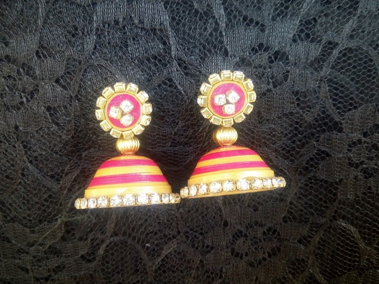 Paper Quilling Jhumka with stones -  new design
