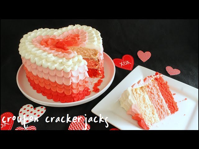 Pink Ombre Heart Cake for Valentine's Day!!