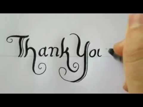 How To Draw THANK YOU With A Black Pen