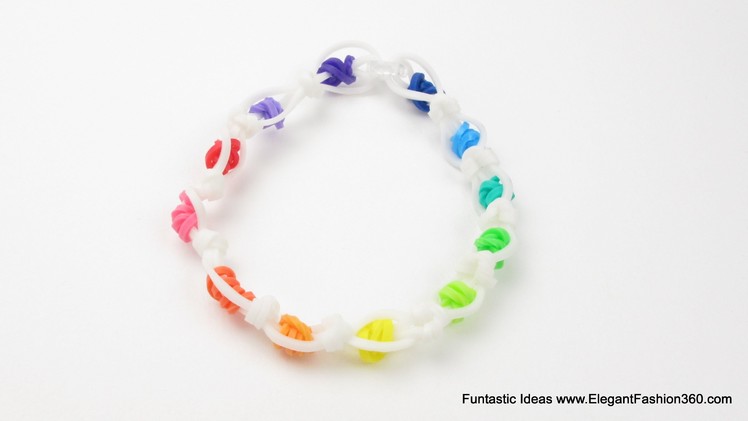 Rainbow Dotted Bracelet - How to Rainbow Loom without Loom(Loomless)