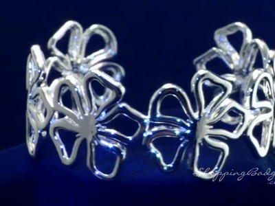 Sterling silver flower cuff bracelet