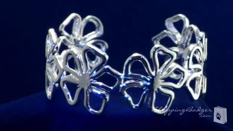Sterling silver flower cuff bracelet