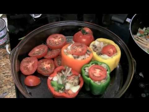 Stuffed Peppers with Grilled Maple Glazed Seafood