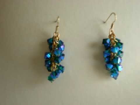 Swarovski crystal EmeraldABX2 cluster style earrings