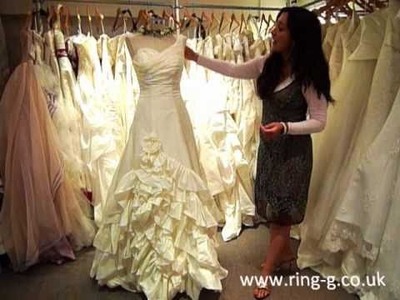 Taffeta A-Line Ruffle Skirt Wedding Dress Wedding Gown by Ring #HA3113