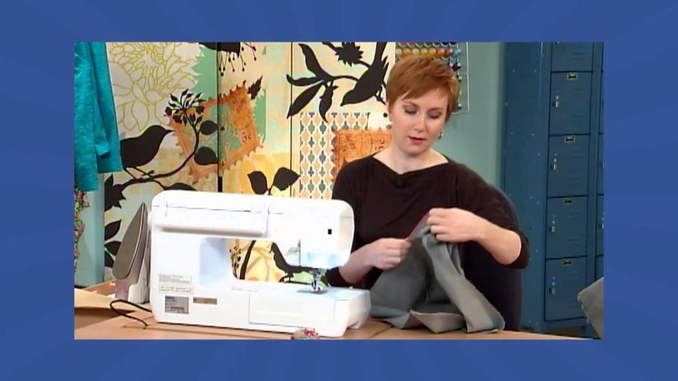 608-3 Sunni Standing demos a waistband for a pencil skirt created from ribbon on It's Sew Easy