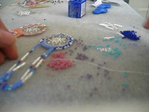 Adding the fringe to the dreamcatcher earring