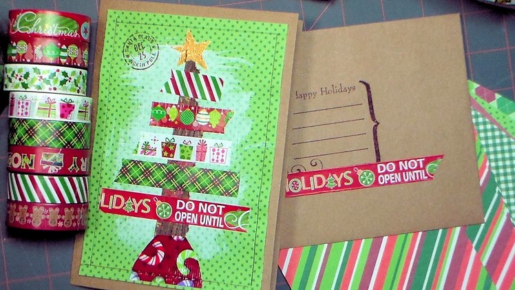 Christmas Card Stashbuster! {use that washi tape, pattern paper, stamps and duct tape ideas!}