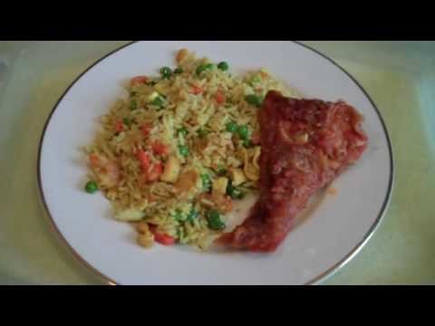 Cooking Egg, Prawn and Vegetable Fried Rice with Fish