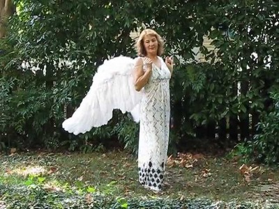 Eight foot wide folding costume angel wings that simulate flight