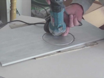 How to cut a hole in ceramic tile for toilet flange with an angle grinder