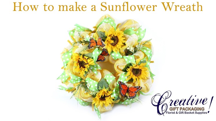 How to Make a Beautiful Sunflower Themed Wreath with Paper Mesh - Spring Wreath