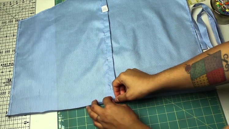 How to make a Half Apron from a Men's Shirt- a GIVEAWAY!