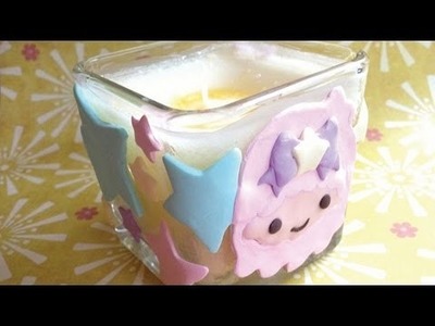 Polymer Clay on Glass #1: Little Twin Stars Candle