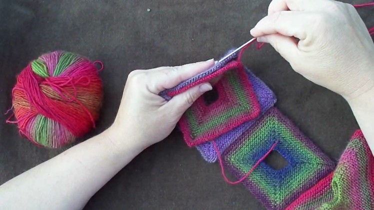 How to Seam the Holey Squares Scarf