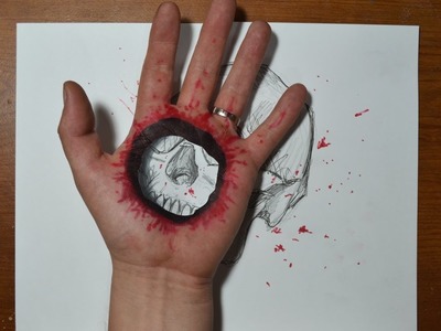 Cool 3D Trick Art - Bullet Hole in Hand