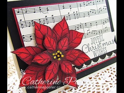 Copic Markers - Stampin' Up Poinsettia Christmas Card with Catherine Pooler