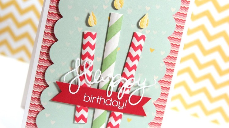 Paper Straw Birthday Candle Card