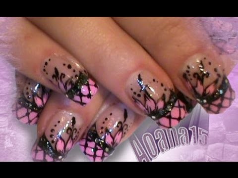 Vintage hat Inspired pink and black video nail art tutorial