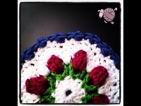 Crochet Flower Bud Granny Octagon Afghan - Squares and Triangles