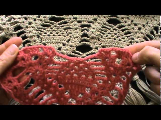 Crochet pineapple triangular shawl rows 11- 16