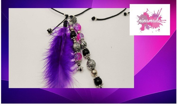 DIY. Collar de perlas y pluma. Pearl and feather necklace