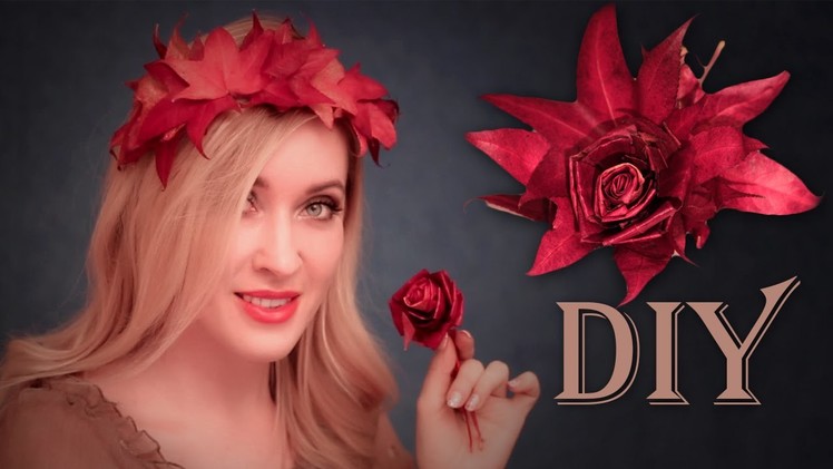 DIY fall.holiday decorations for hair.home ✿ Leaf CROWN + FLOWER (rose)
