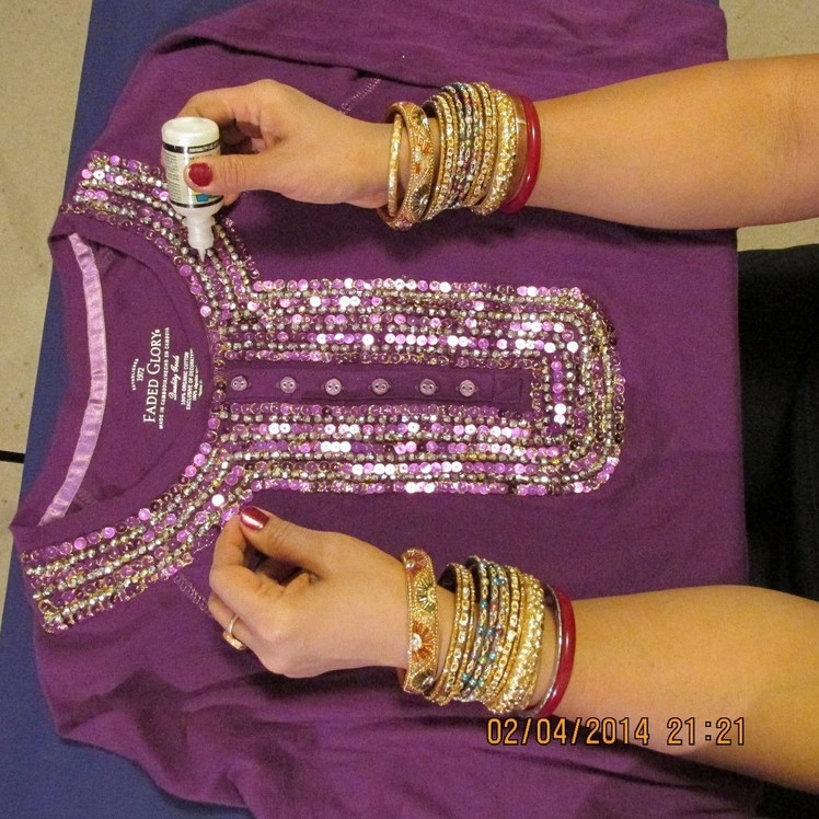 HOW TO DECORATE A T-SHIRT OR BLOUSE WITH SEQUINS AND BEADS AND GIVE IT A STUNNING LOOK.